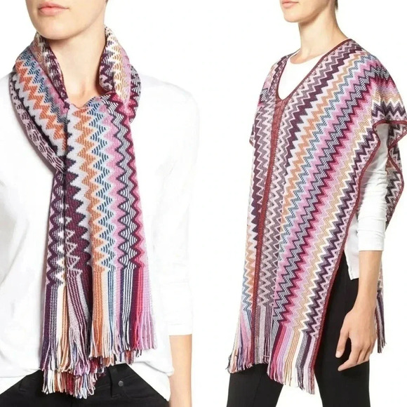 Missoni Accessories - MISSONI ZigZag Fringe Poncho or Scarf Multi-Metallic ONE SIZE 2 Way wear
